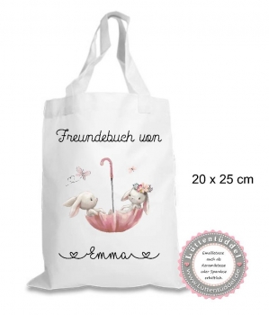 Preview: zuckersüße Freundebuchtasche Tasche Hase (personalisiert) Freund Kindergarten Schule Wunschname KITA Kindergarten Einschulung Lüttentüddel®